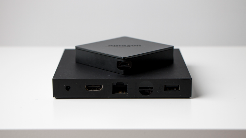 The all-new Fire TV on top of the Fire TV with 4K Ultra HD (and many more ports)